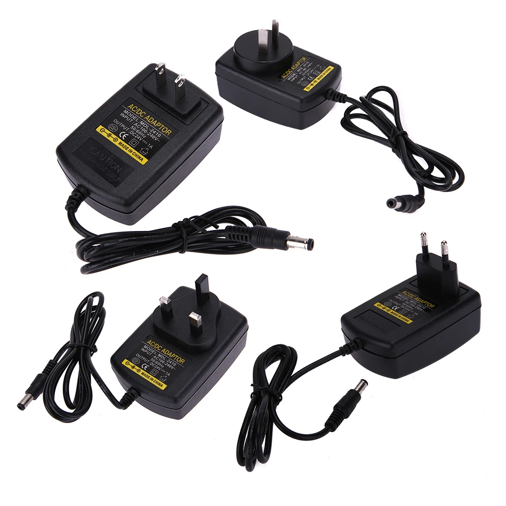 Universal AC DC 24V 1A Adapter Power Supply Charger Adaptor 2.5mm AC Socket Travel Adapter US UK