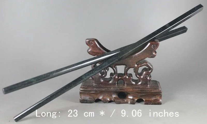 

TNUKK 100% / natural color jade a pair of Chinese chopsticks 23 cm * / 9.06 inches