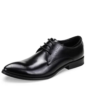 

Formal Mens Pointed Toe Shoes Luxury Business Dress Shoes Genuine Leather High Quality Cow Leather Lace Up Shoes