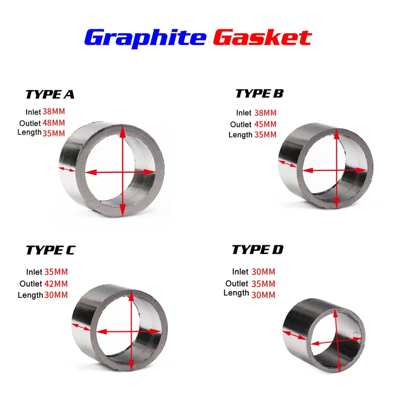 35 мм 42 мм 45 мм 48 мм Мотоцикл Авто выхлопная труба Графит Прокладка для глушителя глушитель прокладка уплотнительное кольцо