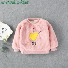 Зимний утепленный флисовый пуловер с длинными рукавами и круглым вырезом для маленьких девочек; толстовки с капюшоном; Детские повседневные толстовки; roupas de bebe