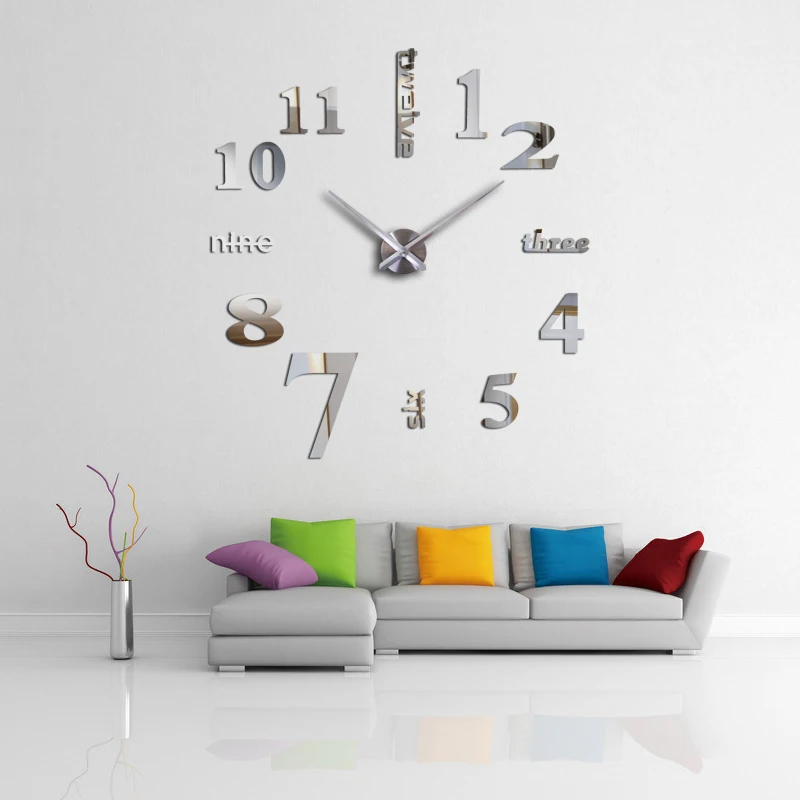 Новинка 2019 настенные часы с акриловым зеркалом для дома кварцевые иглами