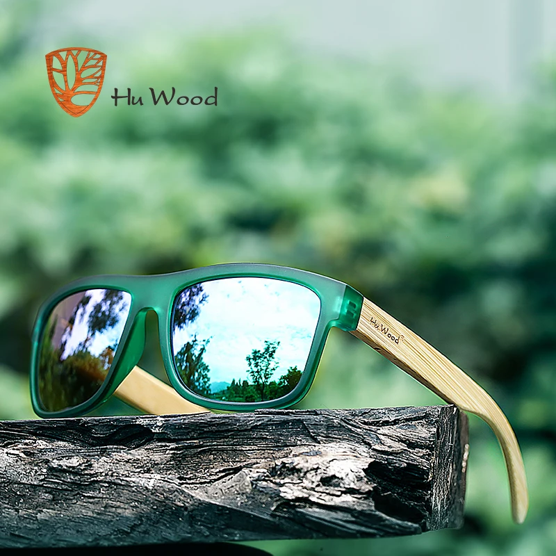 Мужские градиентные солнцезащитные очки HU WOOD красные бамбуковые с линзами UV400