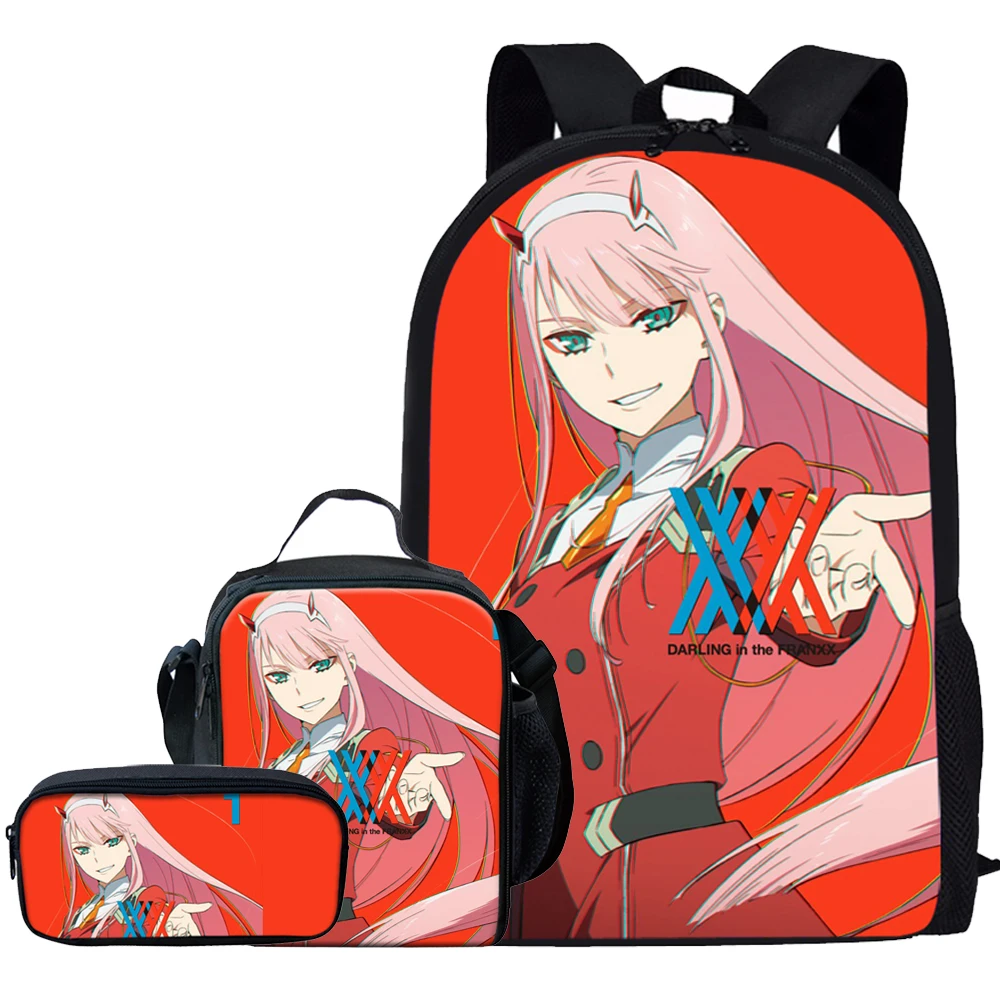 

Jackherelook Anime Darling in the Franxx Print School Bags Set For Girls Kids Backpack Student Bookbags Zero Two Shoulder Bag