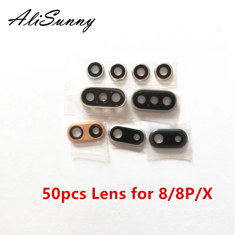 

AliSunny 50pcs Back Camera Lens for iPhone 8 Plus X XR XS Max XSM Rear Cam Cover Ringer Frame Cap Seal Glass Len Bracket Parts