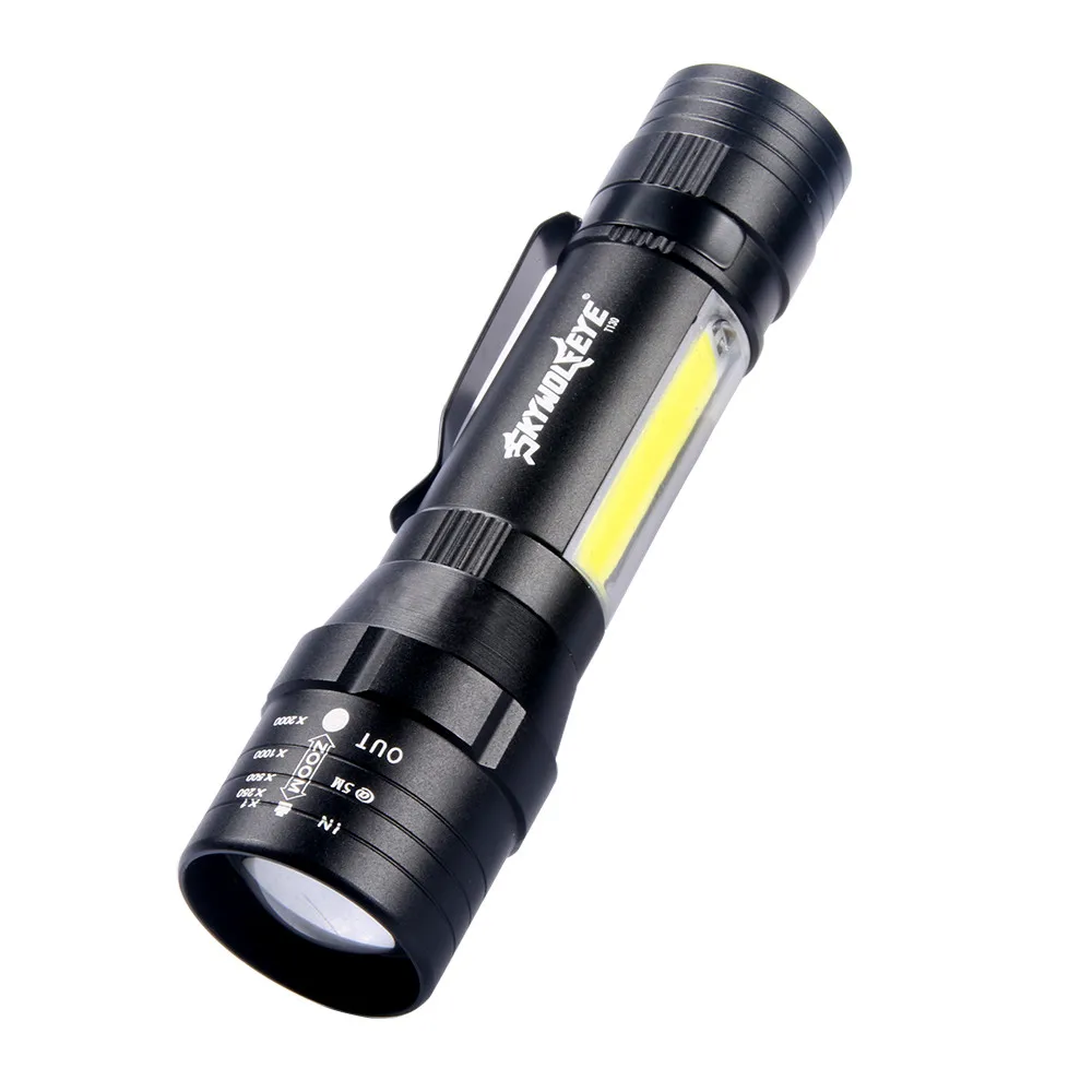 T6+COB 4-Modes Usb Rechargeable LED Flashlight Torch Bright Flashlight Torch Aluminum Alloy 18650 or Usb Charging Hand Light