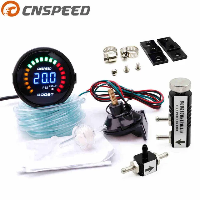 CNSPEED " 52 мм Цифровой Автомобильный 20 светодиодный Turbo Boost Gauge-15-45PSI+ регулируемый турбо контроллер комплект 1-30 PSI YC101339