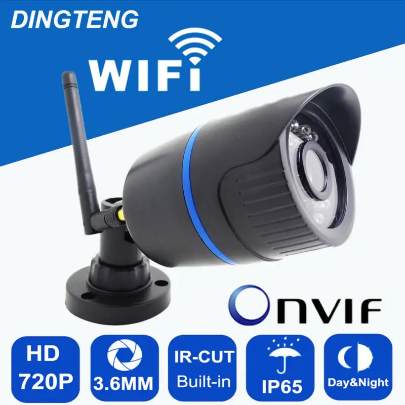  security camera wifi ip 720P 1MP HD day and night view outdoor waterproof ip65 motion detection TF card slot video record replay 