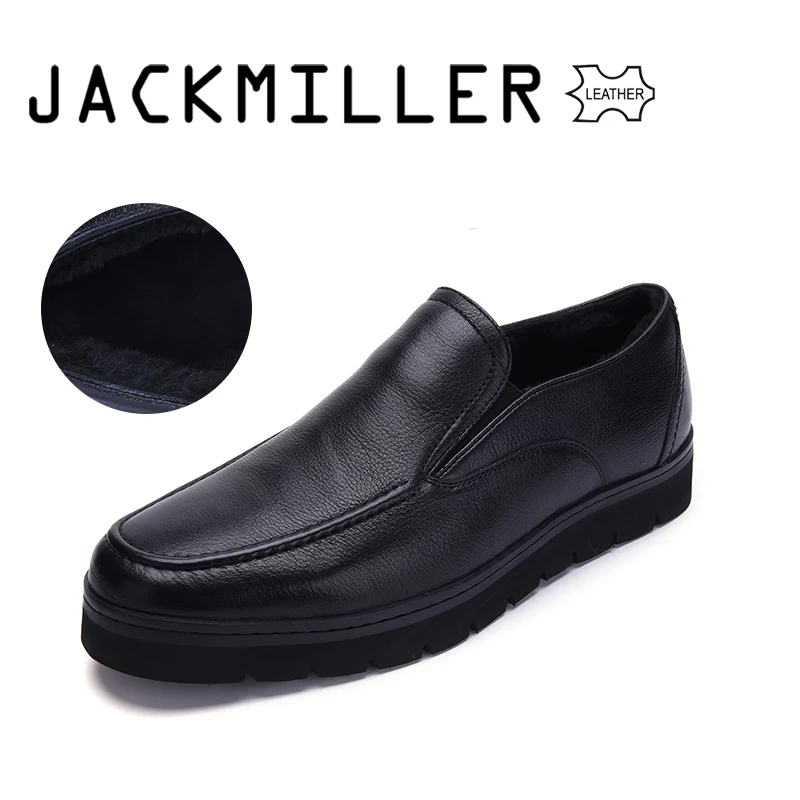 Jackmiller/Лидирующий бренд; Мужская зимняя обувь; Черная коровья кожа; шерстяная подкладка; теплая высококачественная базовая Мужская обувь; Повседневная Удобная обувь