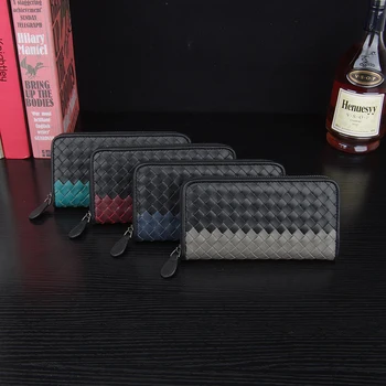 

Kaisiludi leather hand pack color woven men's bag men's Qianbaotou layer leather fashion single-pull bag
