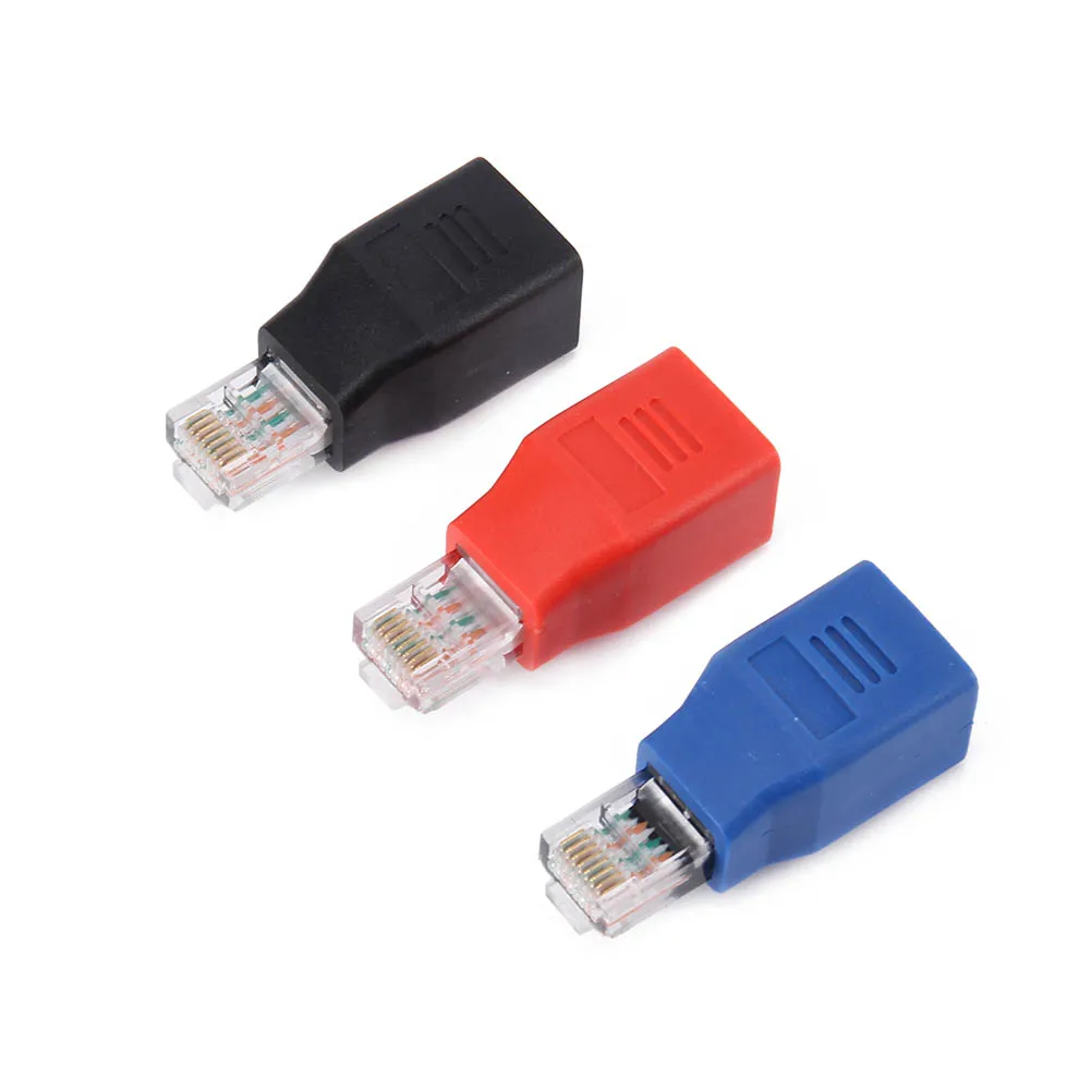 RJ45 Male to Female Ethernet LAN Network Adapter Crossover Connector Red