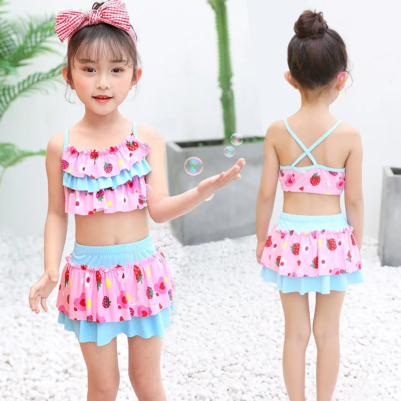 

Girls Split Bikini 2019 Two Pieces Baby Girls Bathing Suits Girl Swimsuit Children Bikini Set Kids Swimwear Costumes with Skirt