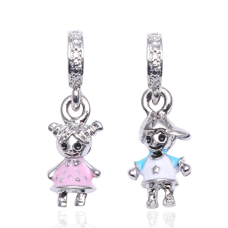 5PCS silver European CZ Charm Pendant Beads fit European Bracelet