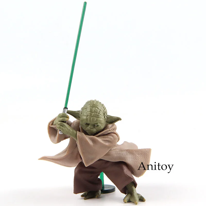 Anime Star Wars Jedi Knight Yoda with Lightsaber Mini PVC Action Figure Collectible Model Toy 6cm