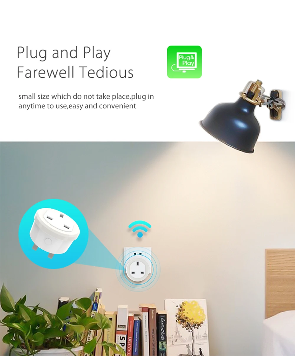 Wi-Fi Великобритании Smart Разъем дистанционного управления бытовой power ON/OFF через приложение для Workes с Alexa эхо и google дома