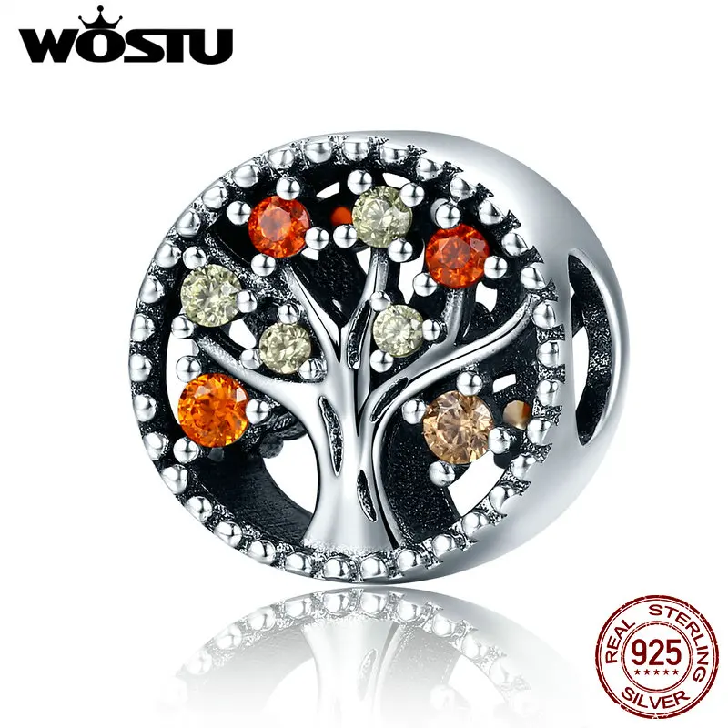 

WOSTU 925 Sterling Silver Autumn Genuine Tree of Life Fruitful Autumn Beads fit original WST Charm Bracelets Jewelry FIC219