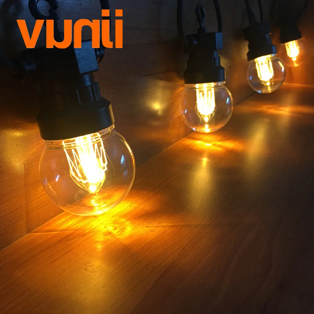 Novel! VUNJI 42ft G50 Festoon Led Globe Bulb Outdoor Waterproof Led Warm Ball String Garland Party Wedding Backyard Patio