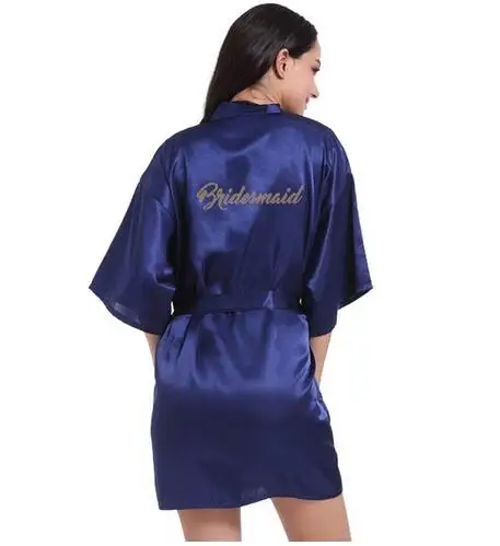 RB70 Sexy Bridal Party Robe Letter Bridesmaid on the Robe Back Women Short Satin Wedding Kimono Sleepwear Get Ready