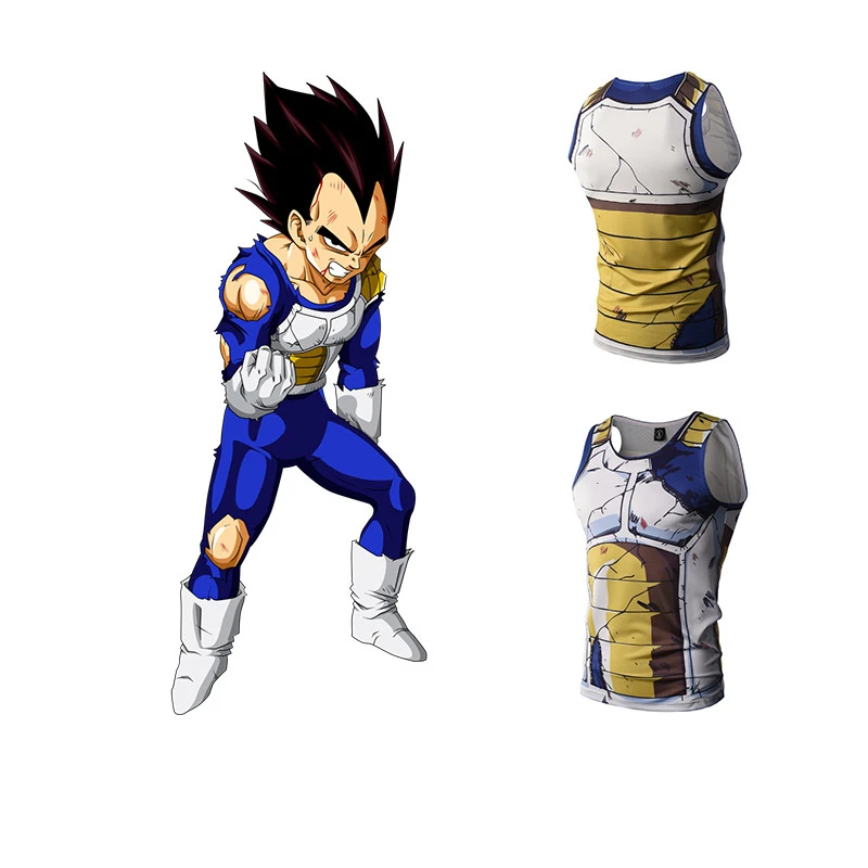 

Ball Z Men 3D Dragon Ball Z Tank Tops Vegeta Goku yellow Tops Fashion Clothing Tees Summer Style Jersey 3D printing