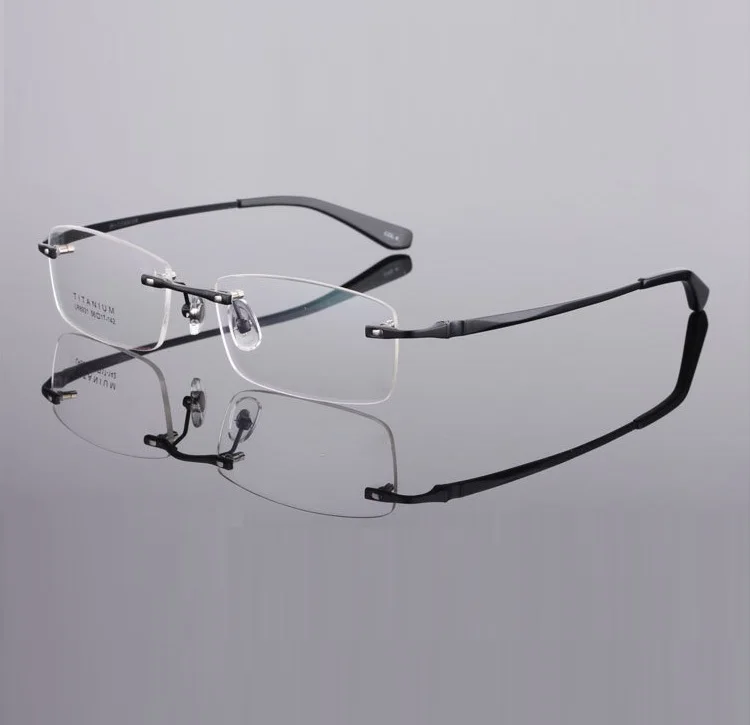 Ширина-145 чистая титановая оправа с большим лицом бизнес мужской оправа для очков от близорукости очки с оправой 8931 oculos de grau - Цвет оправы: black