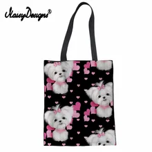 Бесшумные дизайнерские женские сумки с верхней ручкой большая Холщовая Сумка для покупок Мальтийский цветочный супермаркет женская сумка многоразовая сумка-тоут
