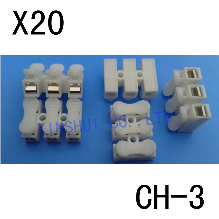 20pcs 3pin white color new develop LED lamp terminal block clip fast