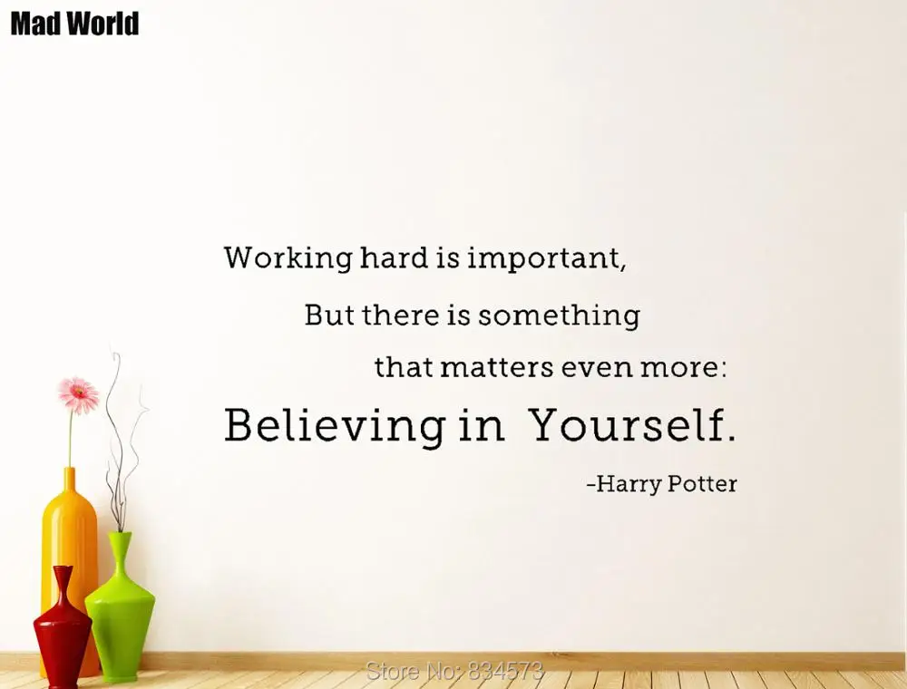 Mad World Working hard is important Quote Wall Art Stickers Wall Decal