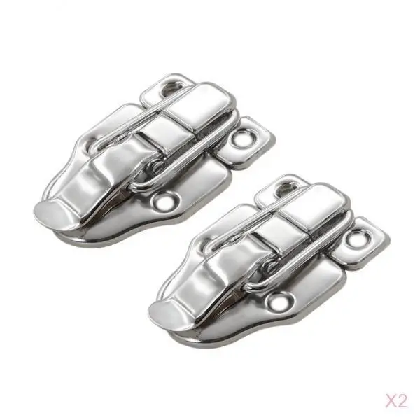 4pcs Silver Metal Toggle Catch Trunk Chest / Case / Box / Large Loop Latch Clasp Lock 5mm Dia Hole 39x59mm Size