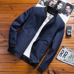 Для мужчин Куртки одноцветное Модные пальто Для мужчин куртки-бомберы мужские Повседневное Тонкий Стенд ветровка воротник уличная 4XL 2018