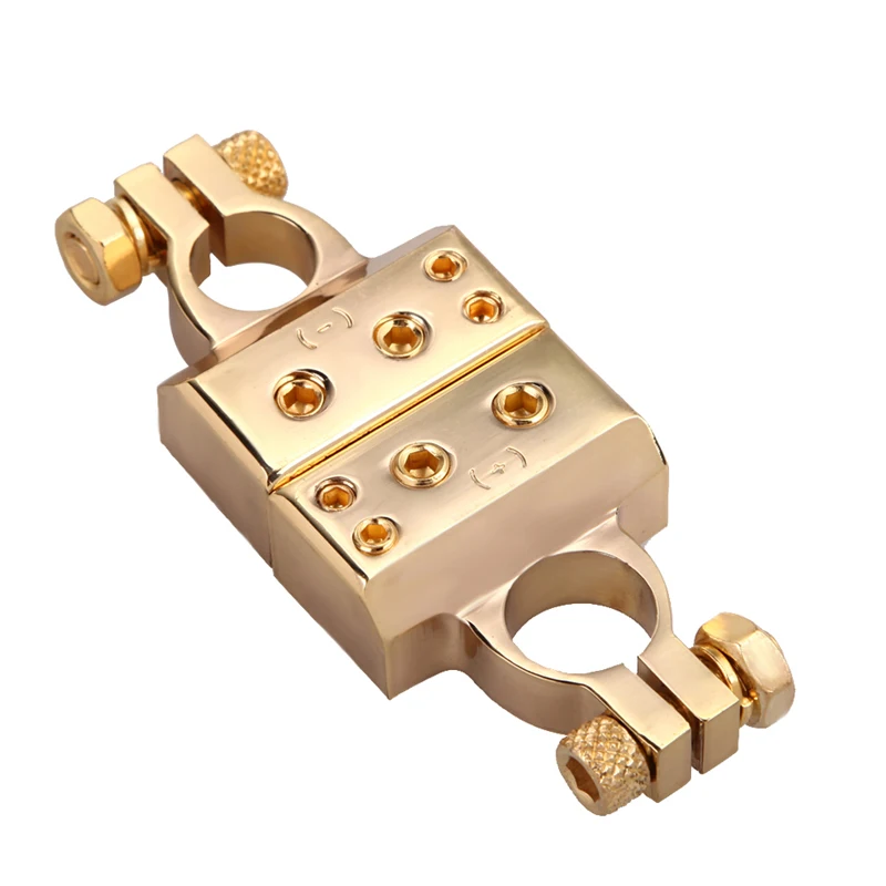 Battery Terminals Car Battery Accessories 2PCS Car Battery Terminal Clip Clamp Metal Gold Plated Auto Gauge 4/8 Awg Positive Nagative