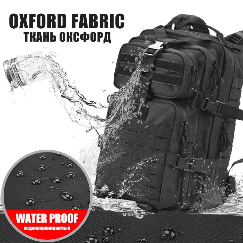  50L Capacity Men Army Military Tactical Large Backpack Waterproof Outdoor Sport Hiking Camping Hunt