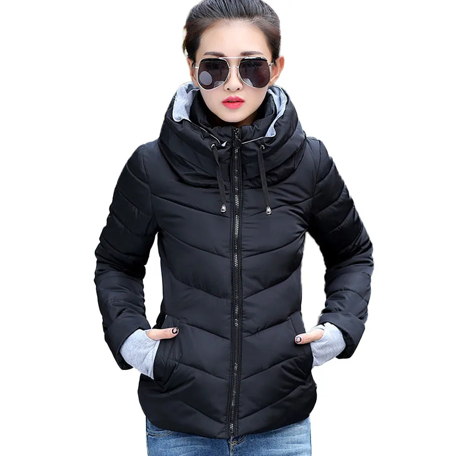 Winter New Women s Hooded Down Jacket Fashion Long sleeved Cotton Clothing 2016 Casual Style Plus
