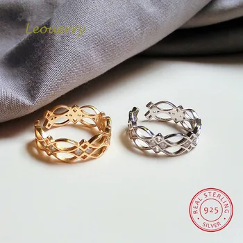

Leouerry 925 Sterling Silver Couple Ring Hollow Garland Ring Inlaid Zircon Vintage Rings for Women Jewelry