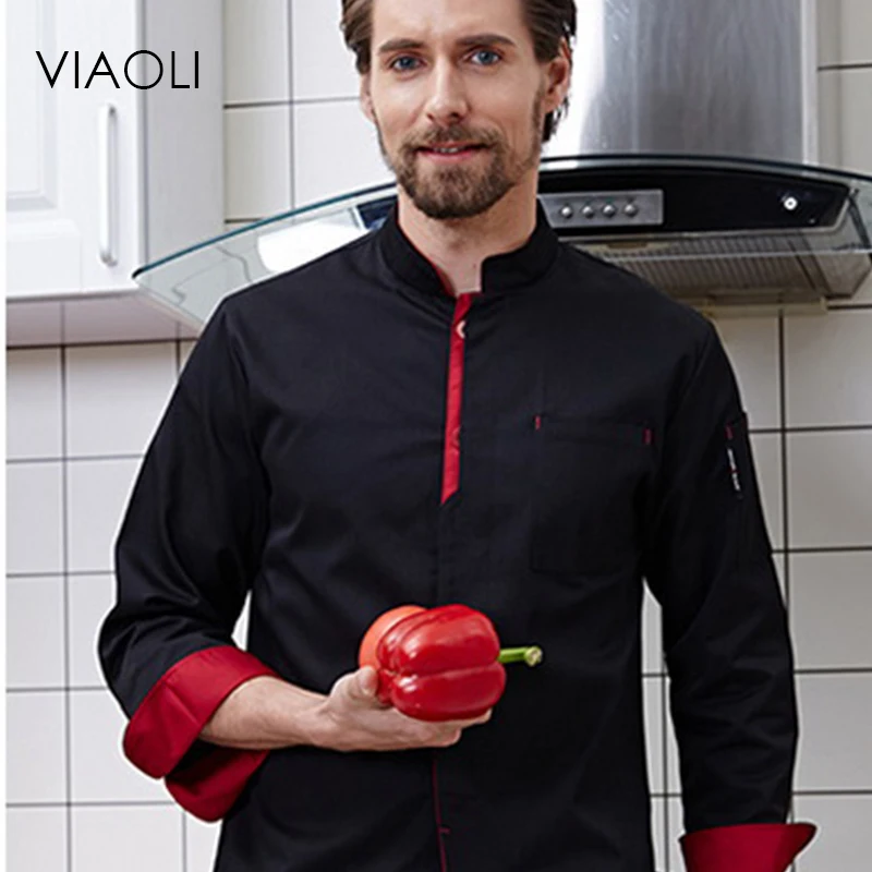 Viaoli качество шеф-повар рабочей одежды Костюмы с длинным рукавом Для мужчин Еда услуги Пособия по кулинарии одежда jacketscoat равномерное отель