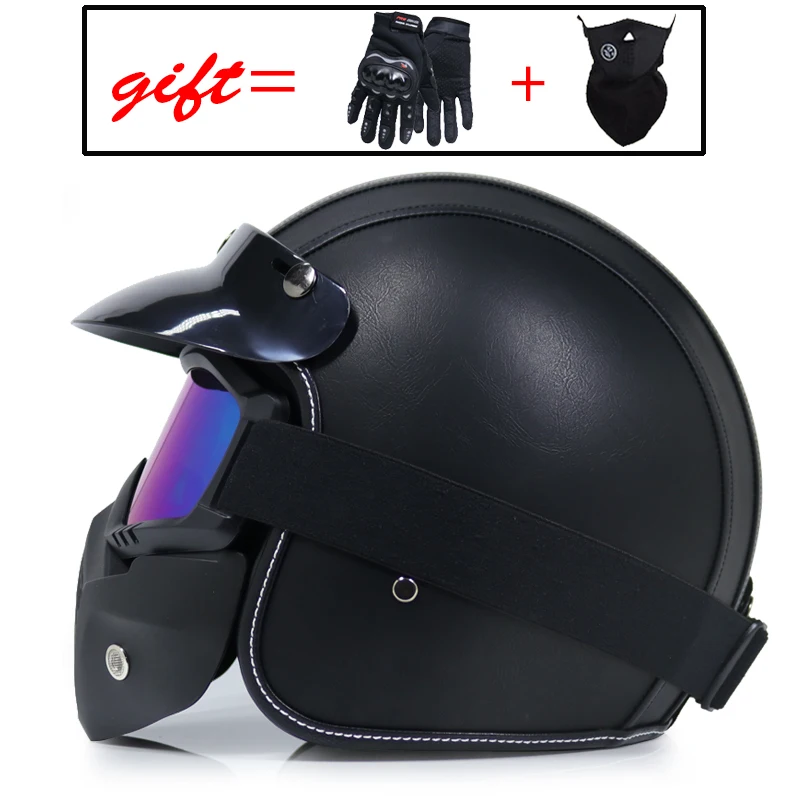 Отправить 2 подарка мотоциклетный шлем Ретро шлем Чоппер Ретро мотоциклетный шлем открытие 3/4 Casco скутер шлем DOT утвержден