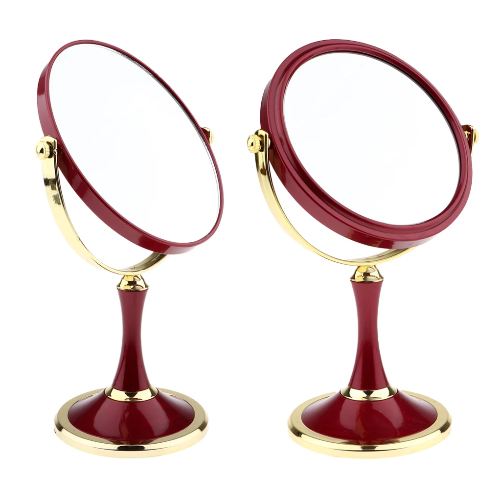 2-Sided Magnification Makeup Shaving Mirrors, 11” Fashion Compact Standing Mirror for Bathroom/Bedroom/Dorm/Office 