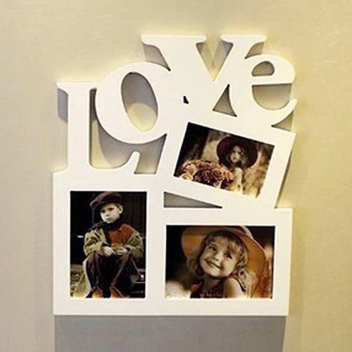 

3 in 1 White Hollow Love Wooden Family Picture Photo Frame DIY Art Decor Frame
