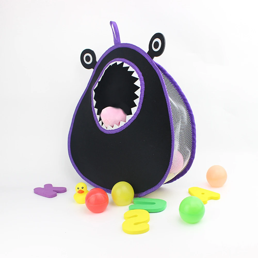 طفل حمام ألعاب حيوانات تخزين أكياس القرش كبير الفم الكرتون المنزل سلة غسيل معلقة تخزين المنزل الحمام المنظم حقيبة