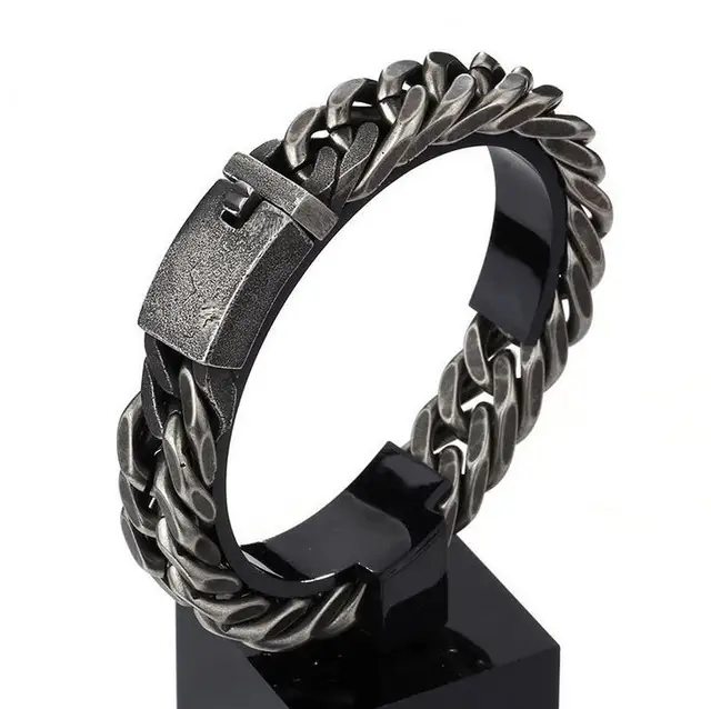 12 5mm 15mm Vintage Black Stainless Steel Bracelet Men Fashion 12 5mm 15mm Vintage Black Stainless Steel Bracelet Men Fashion Rhombus Cuban Link Chain Mens
