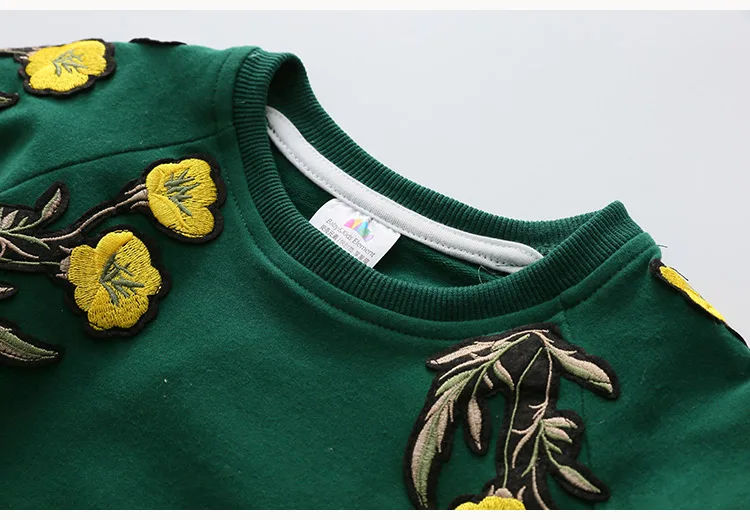 2018 Spring Autumn 2-10 Years Old Children'S Birthday Gift Long Sleeve Green Embroidery Flower Coat Baby Kids Sweatshirt Girl (12)