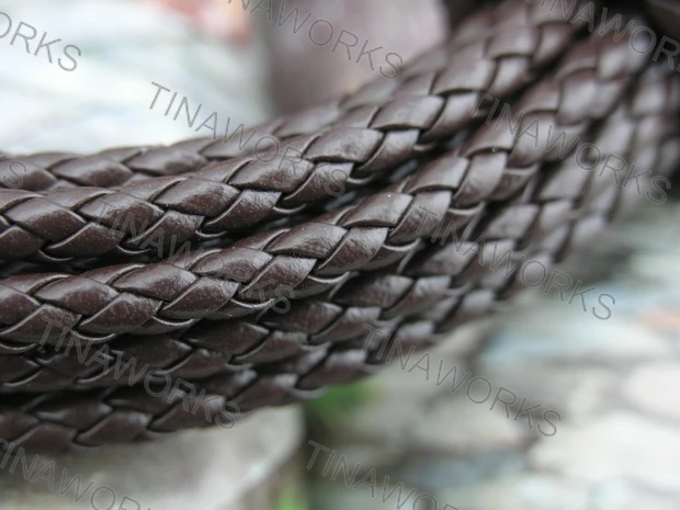 

FREE SHIPPING 5Yards 4.5mm Round Brown Bolo Braided Leather Cord Bracelet 6 Lines Twisted