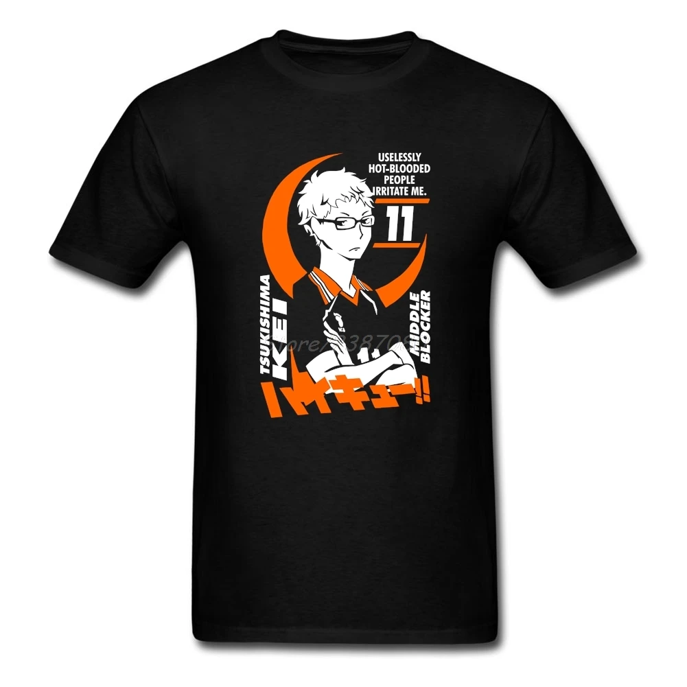 Футболка Tsukishima Kei Haikyuu Мужская футболка с коротким рукавом поп-команда 3XL забавные