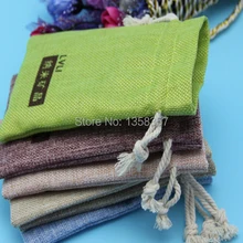 100 шт/партия джутовых/льняных подарочных мешков на шнурке для туалетных принадлежностей/упаковки аксессуаров, размер быть настроен, различные цвета