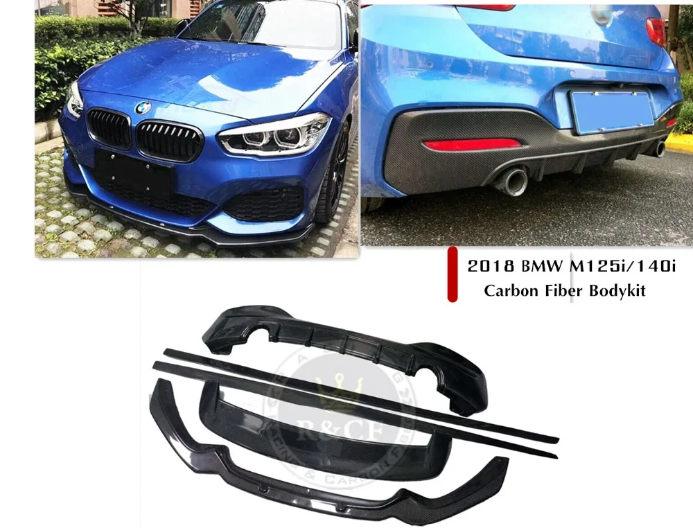 

For BMW M125i M140i M135i LCI Real Carbon Fibre front lip side skirts Rear Diffuser spoiler// M- bumper use 2018