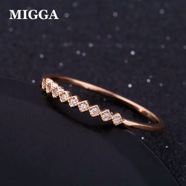 MIGGA Elegant Mini Cubic Zirconia Ring Rose/White Gold Color CZ Crystal Midi Rin MIGGA Elegant Mini Cubic Zirconia Ring Rose/White Gold Color CZ Crystal Midi Rin