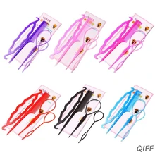 4 шт./компл. Профессиональный Пластик Магия для плетения волос Инструменты для укладки волос Плетение кос комплект заколка для волос, "конский хвост", булочка аппарат для сворачивания трубочек Твист бигуди комплект