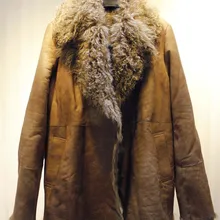 Для женщин Новинка зимы Роскошные овечья шерсть shearling подкладка овчины поверхность байкерская куртка пальто