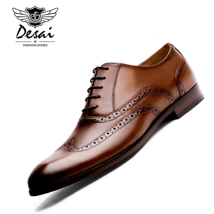 DESAI Merk Volnerf Leder Mannen Oxford Schoenen Britse Stijl Retro Gesneden Bullock Formele Mannen Jurk Schoenen Maat 38- 47 DESAI Merk Volnerf Leder Mannen Oxford Schoenen Britse Stijl Retro Gesneden Bullock Formele Mannen Jurk Schoenen Maat 38- 47