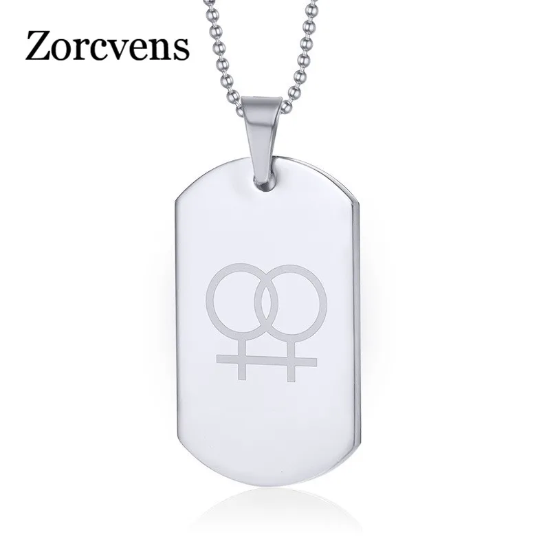 

ZORCVENS New Lesbian gay pride necklaces pendants for women 316l stainless steel dog tag jewelry wholesale