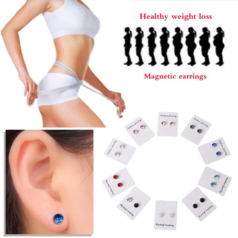

Cute 1 Pair Magnetic Therapy Weight Loss Earrings Magnet In Ear Eyesight Slimming Healthy Stimulating Acupoints Stud Earring